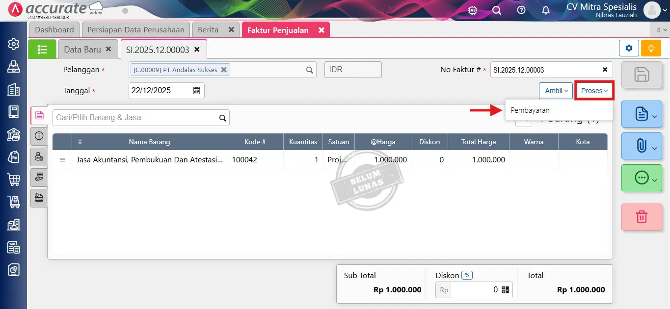 mencatat piutang tak tertagih