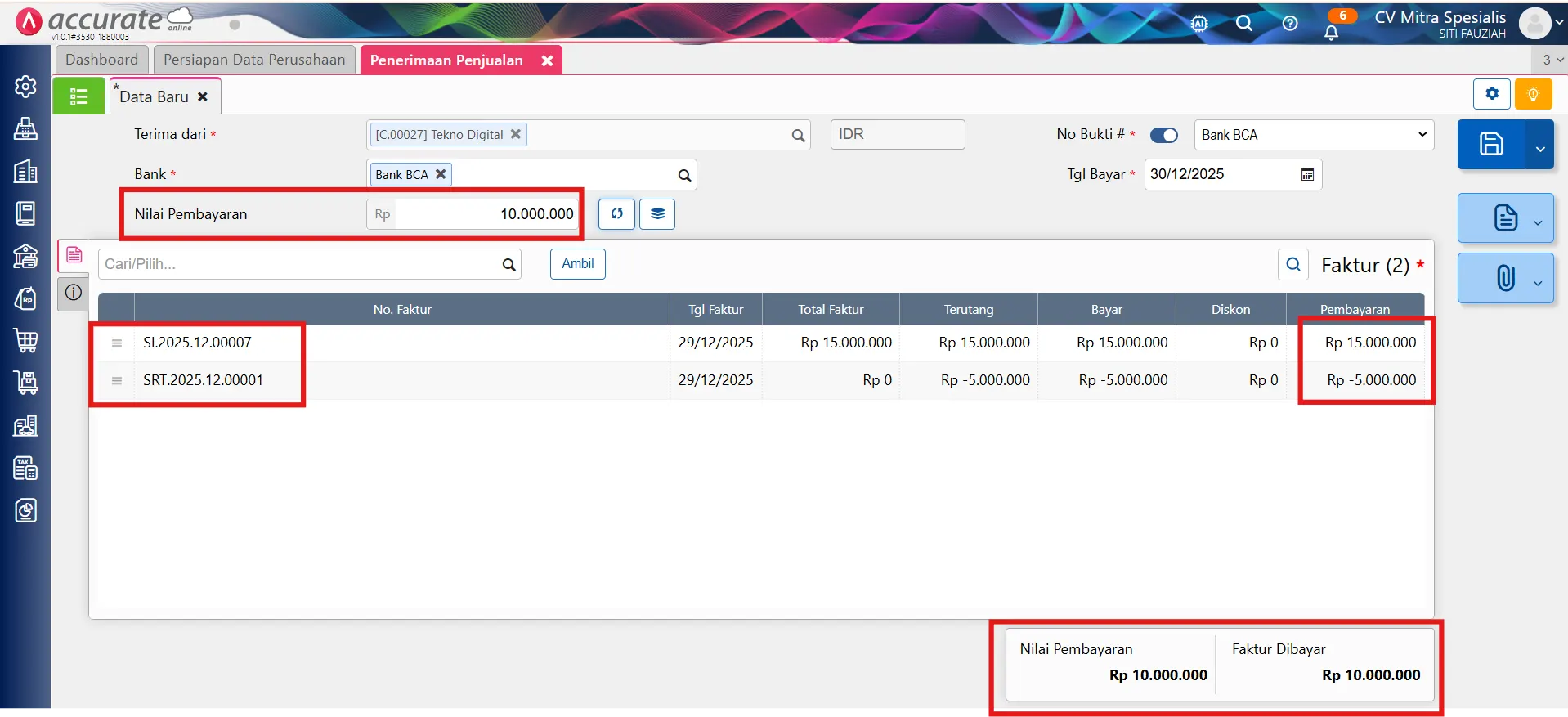 Cara mengatasi error nomor seri retur penjualan