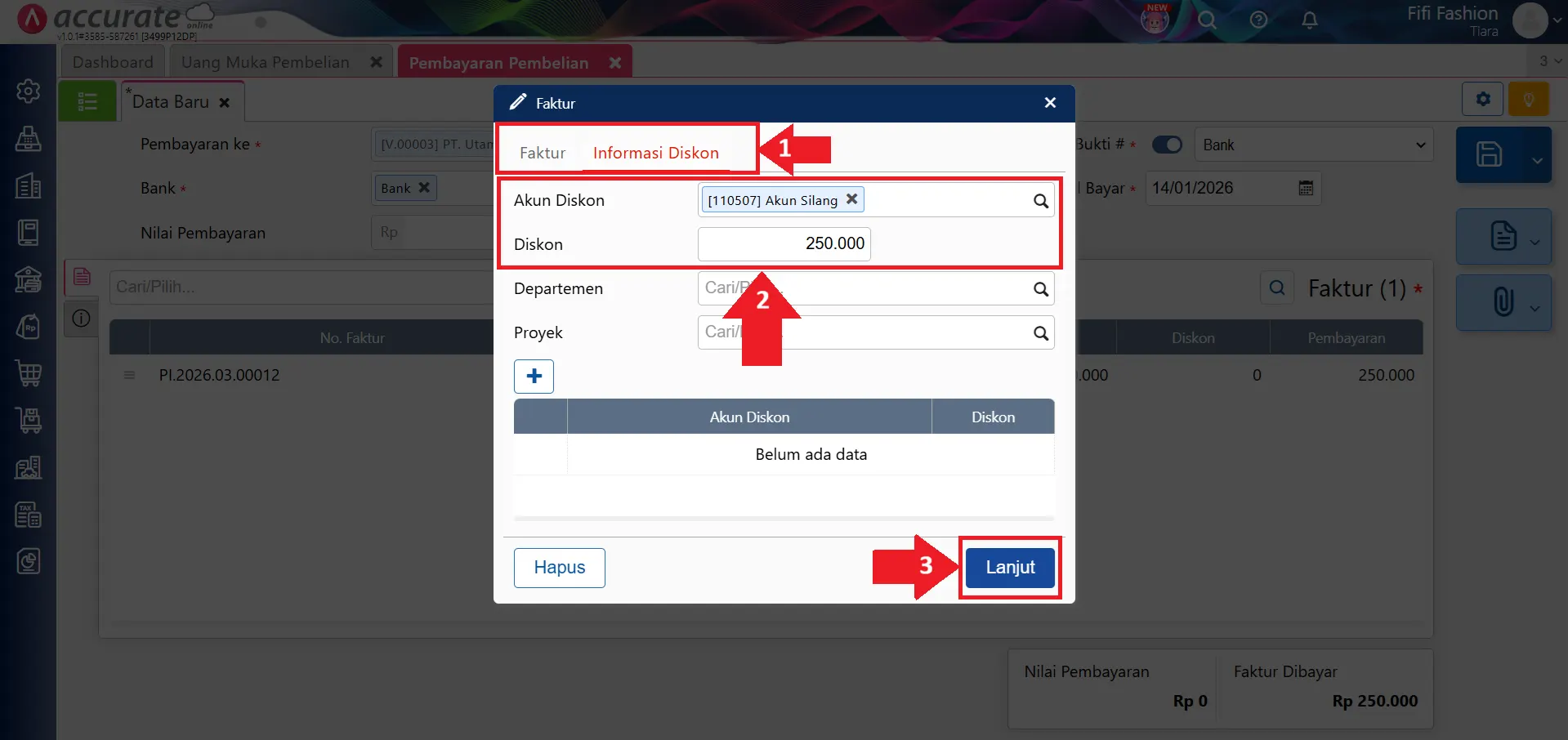 mencatat kelebihan pembayaran pembelian