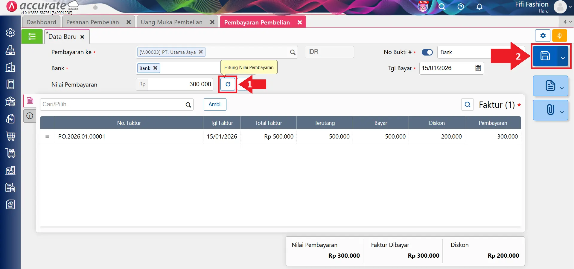 mencatat uang muka pembelian barang