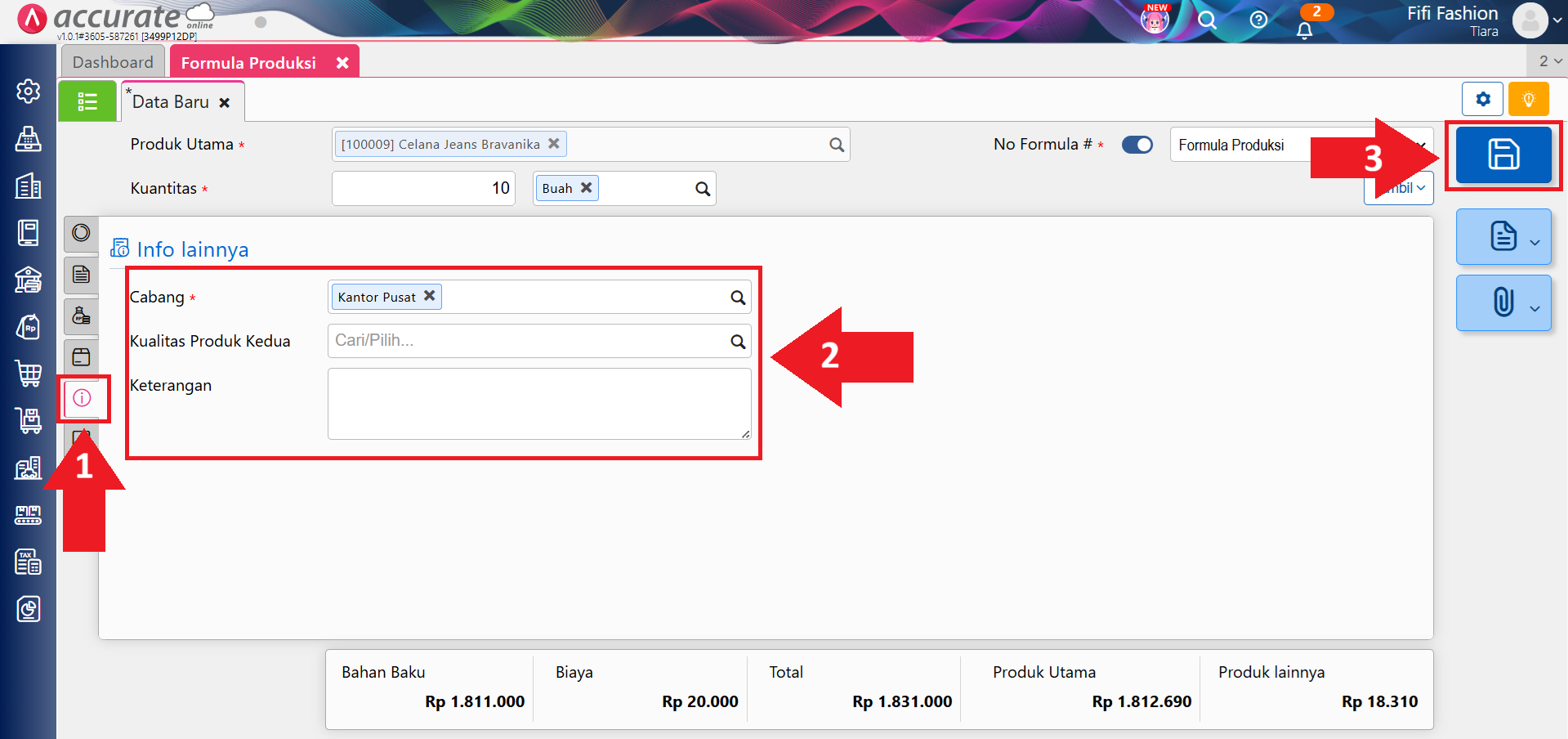 formula produksi dengan tahapan