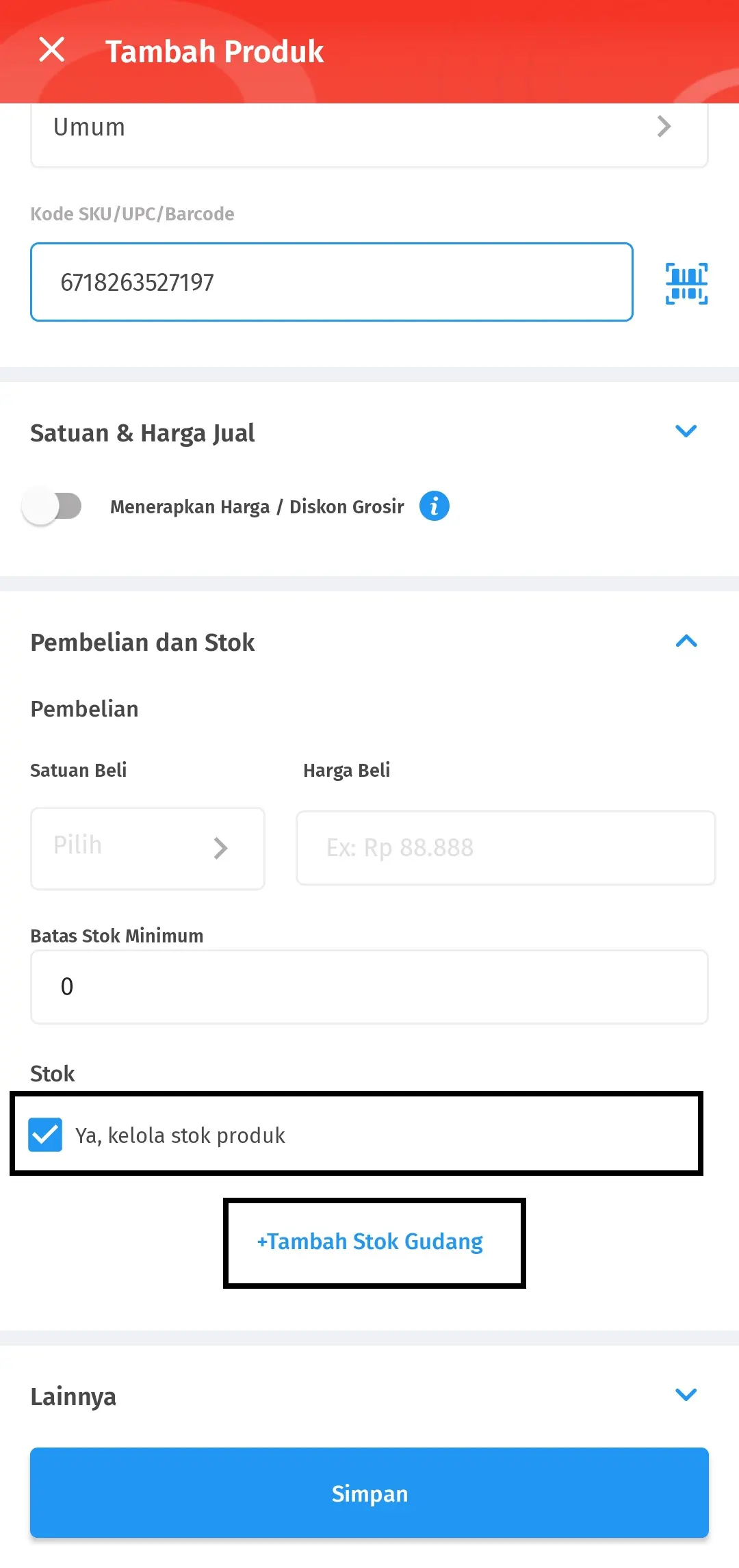 menambahkan produk barang