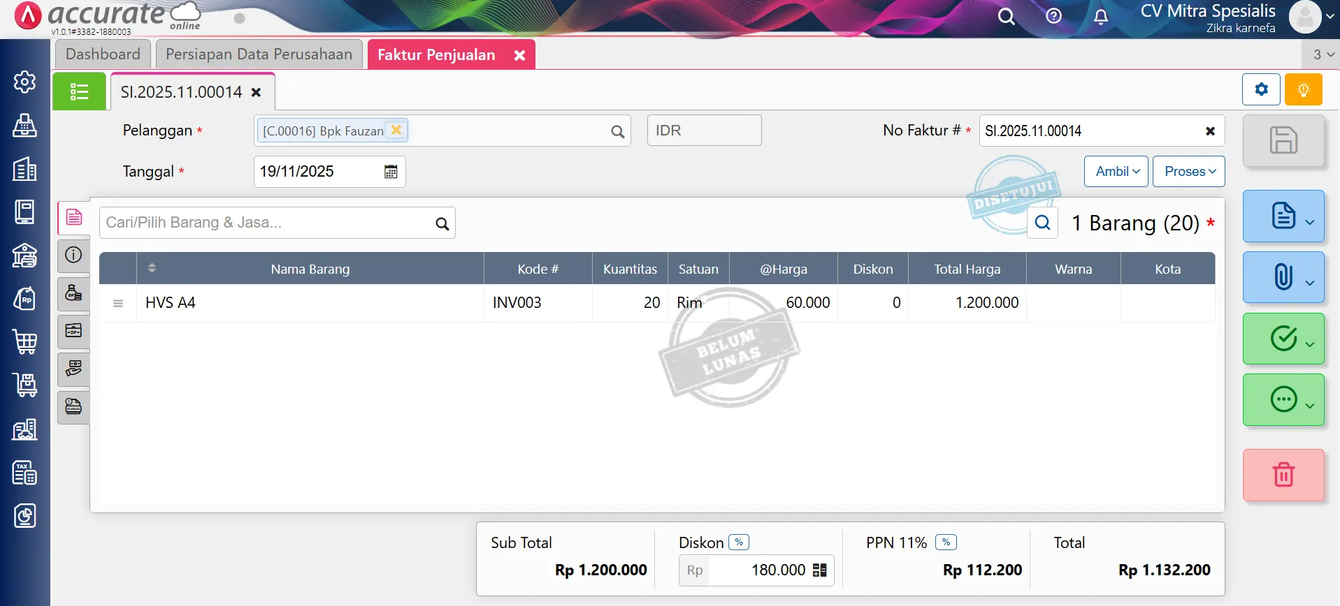 membuat persetujuan diskon penjualan