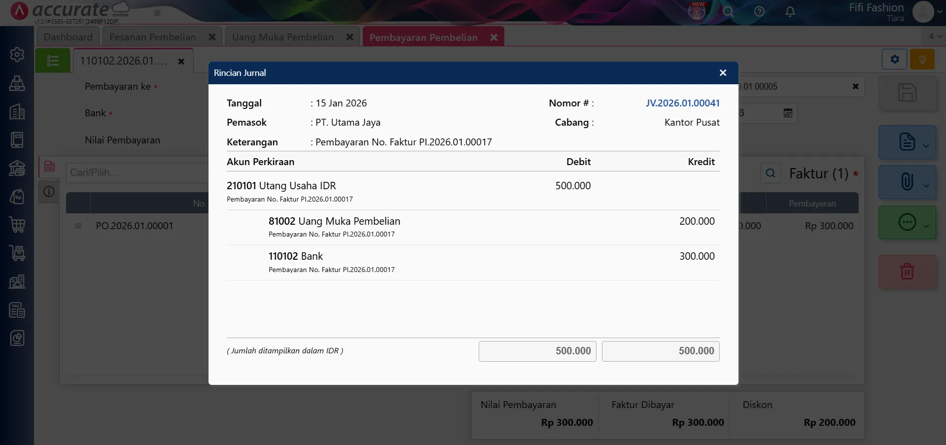 mencatat uang muka pembelian barang