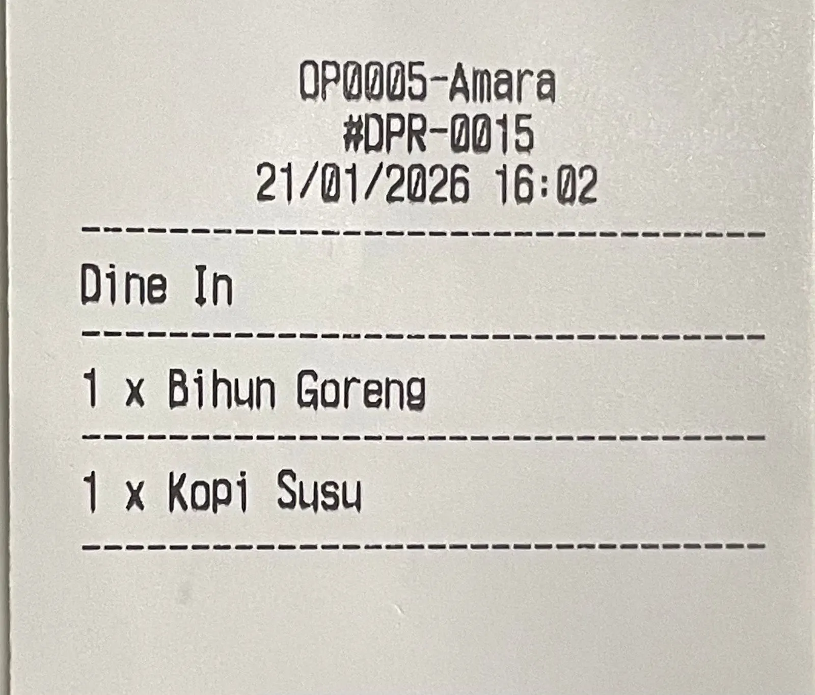 cetak tiket pesanan KDS