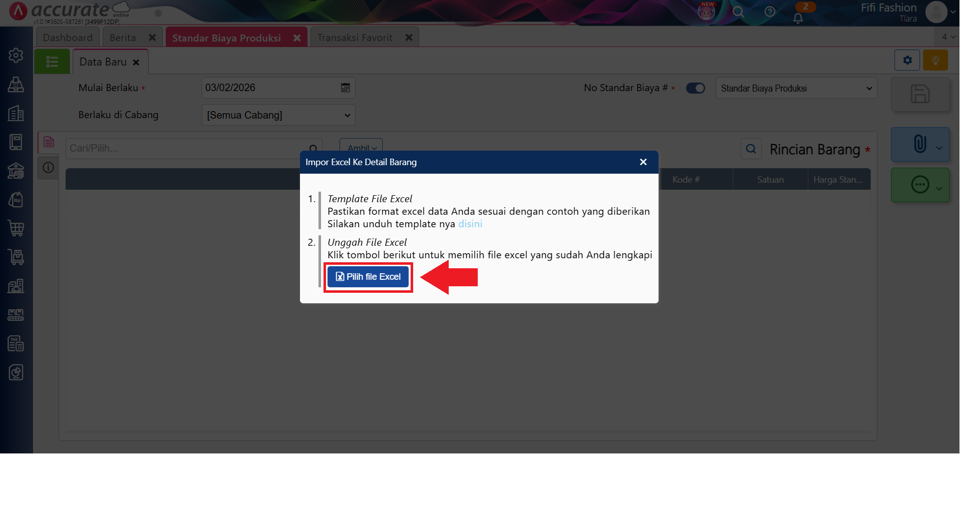 standar biaya produksi