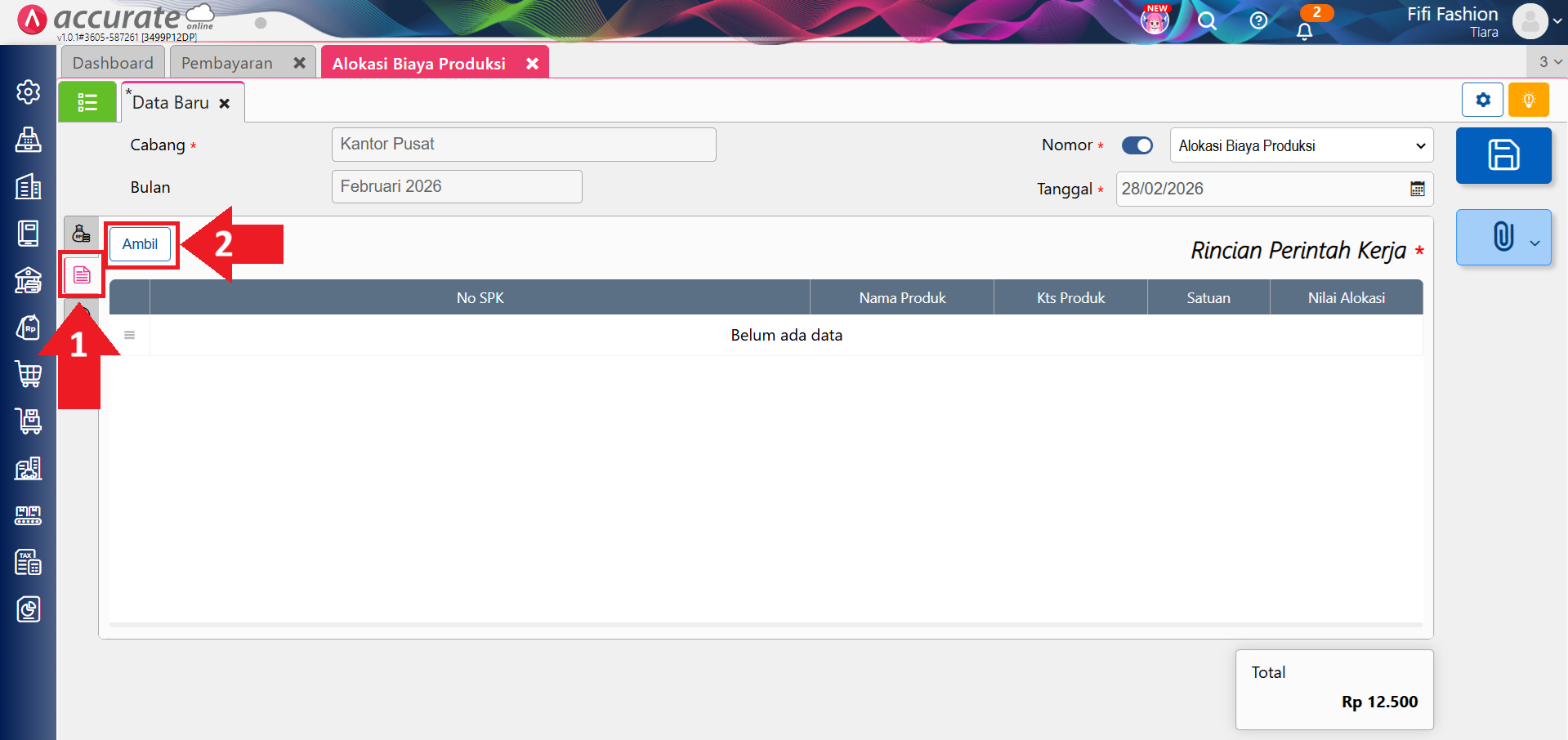 catat alokasi biaya produksi