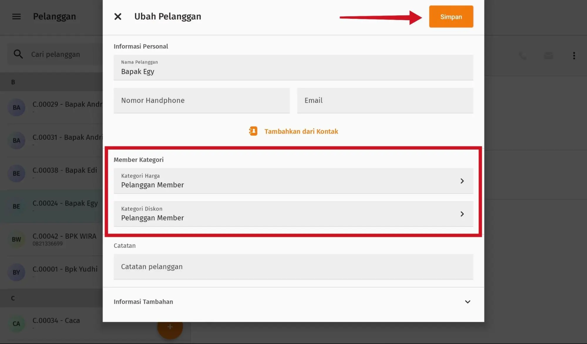 menentukan kategori penjualan pada pelanggan