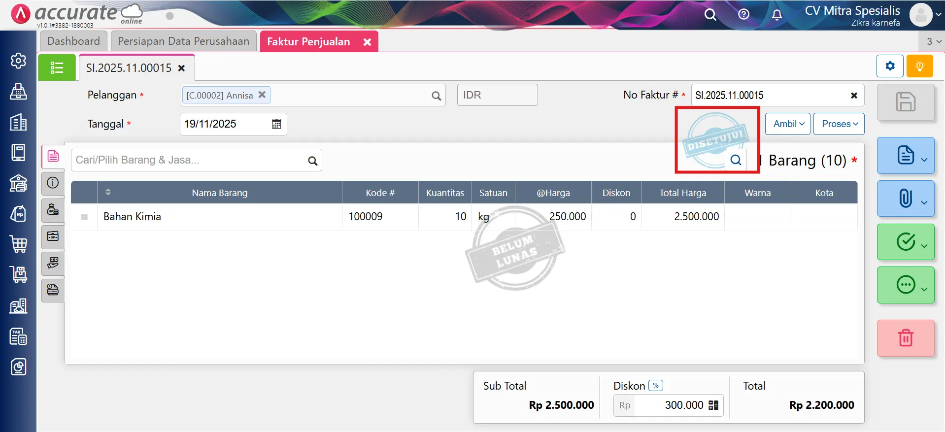 membuat persetujuan diskon penjualan