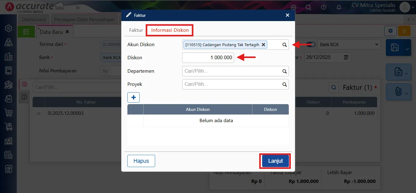 mencatat piutang tak tertagih