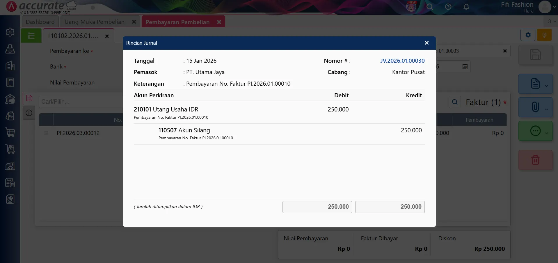 mencatat kelebihan pembayaran pembelian