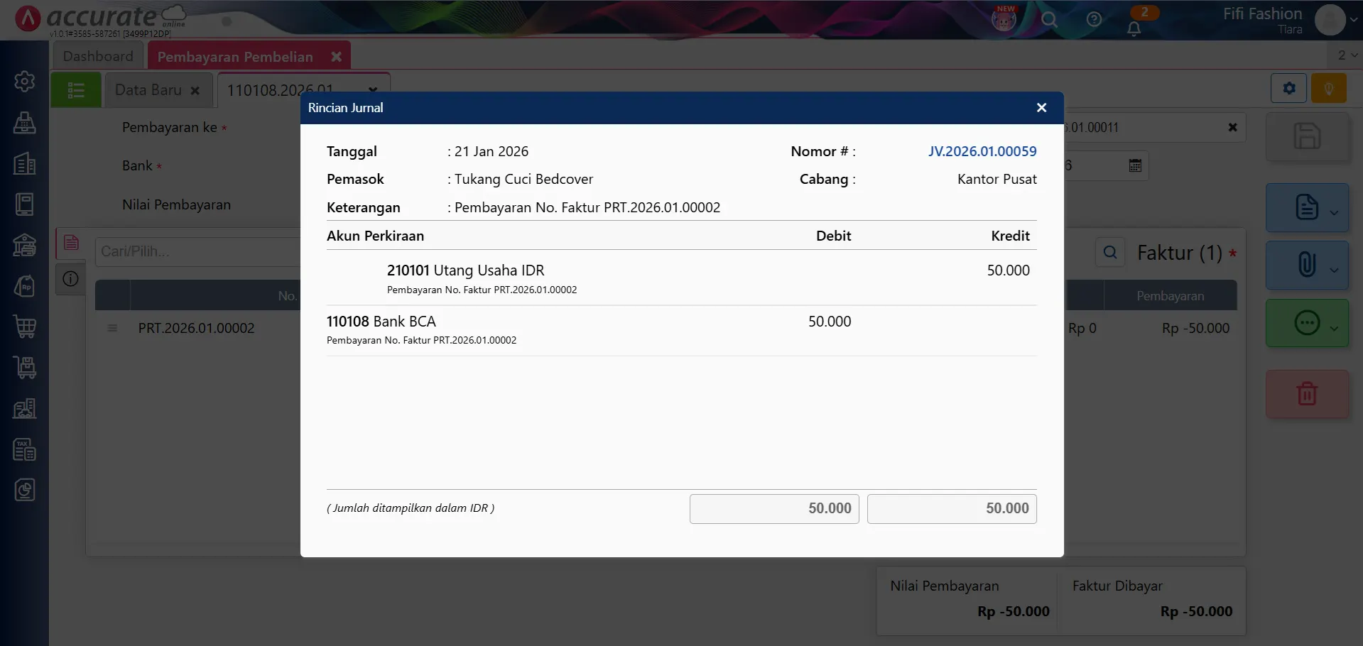Cara retur pembelian untuk transaksi jasa