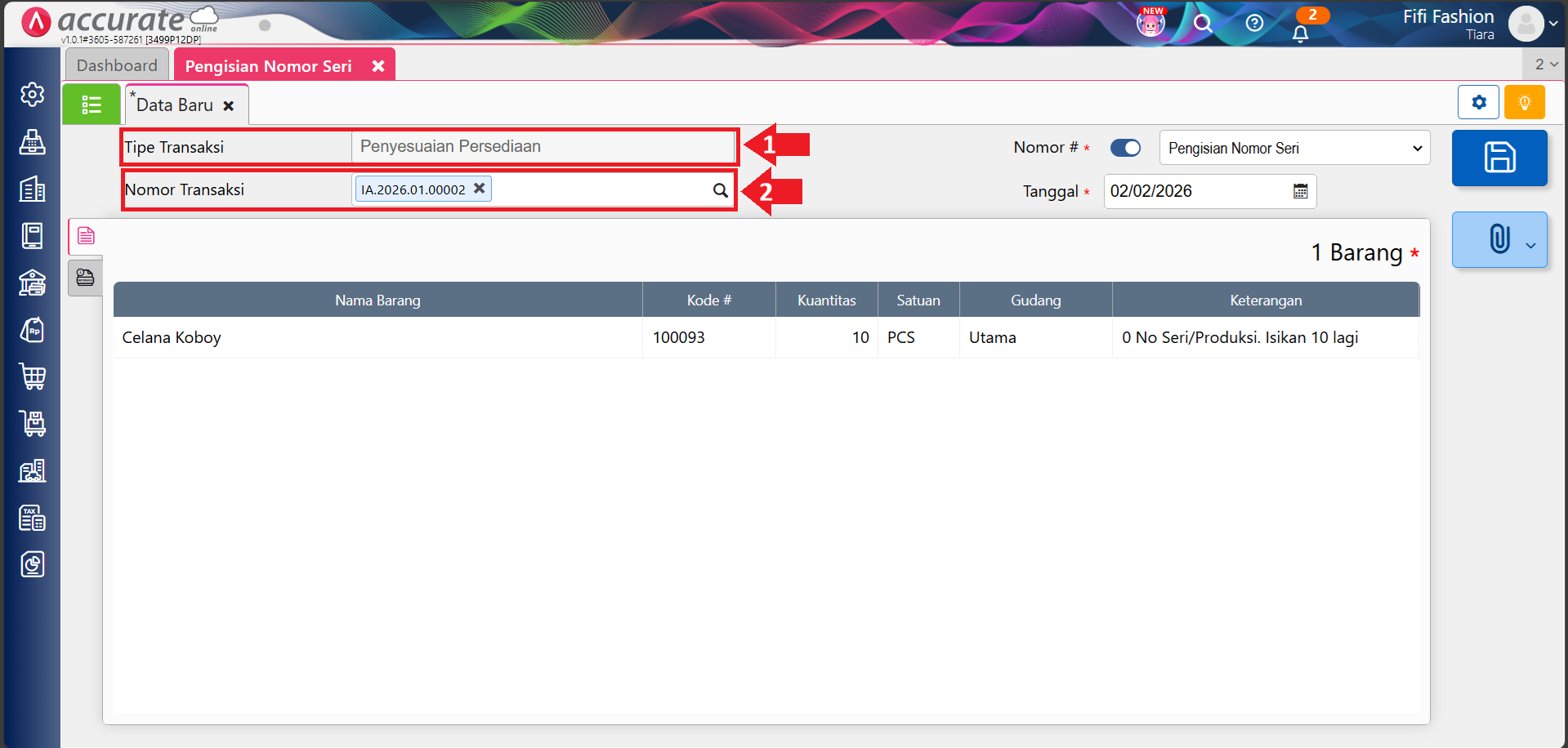 impor barang dengan nomor seri