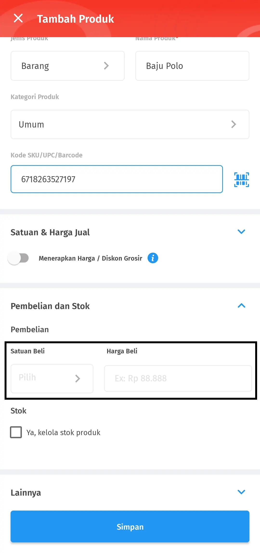 menambahkan produk barang
