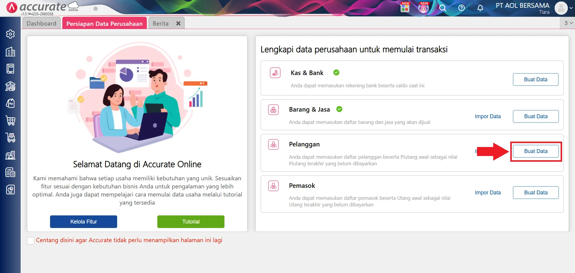 Mengisi data awal