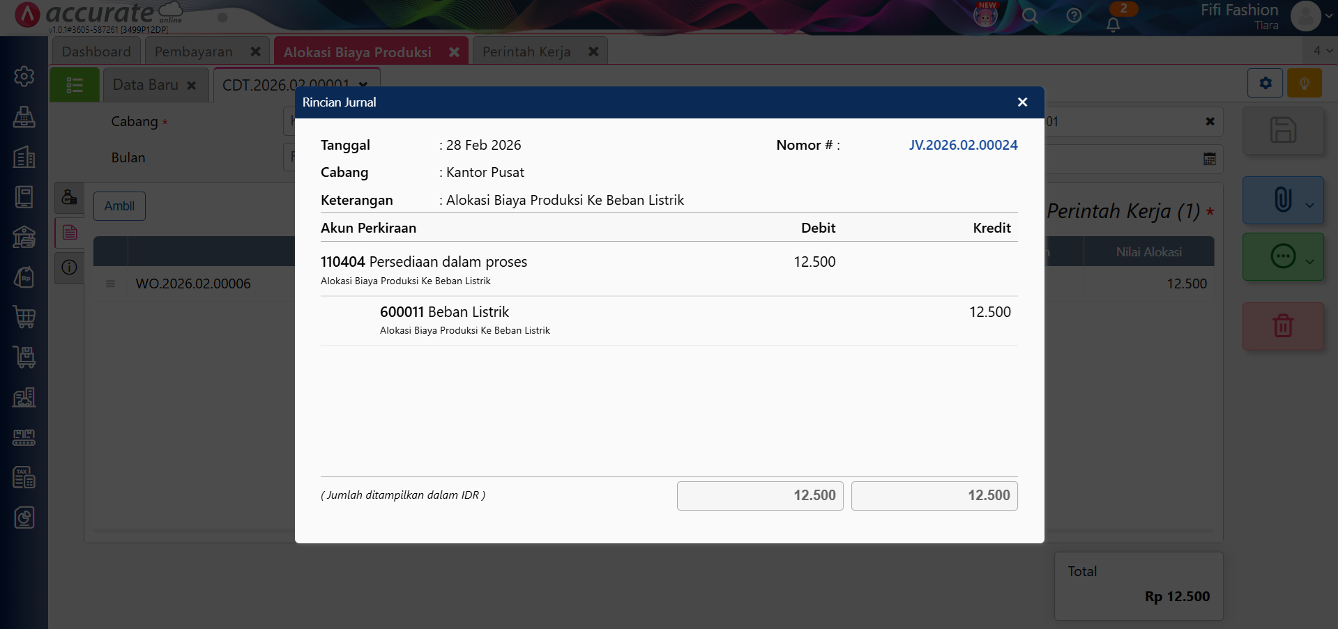 catat alokasi biaya produksi