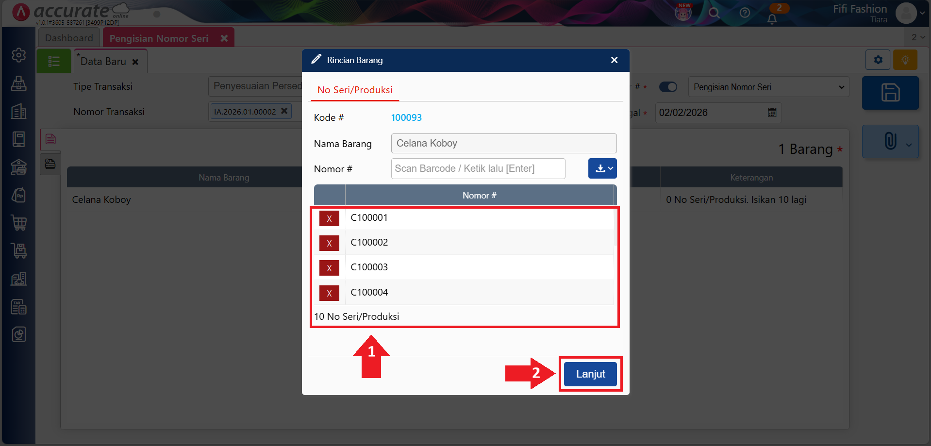 impor barang dengan nomor seri