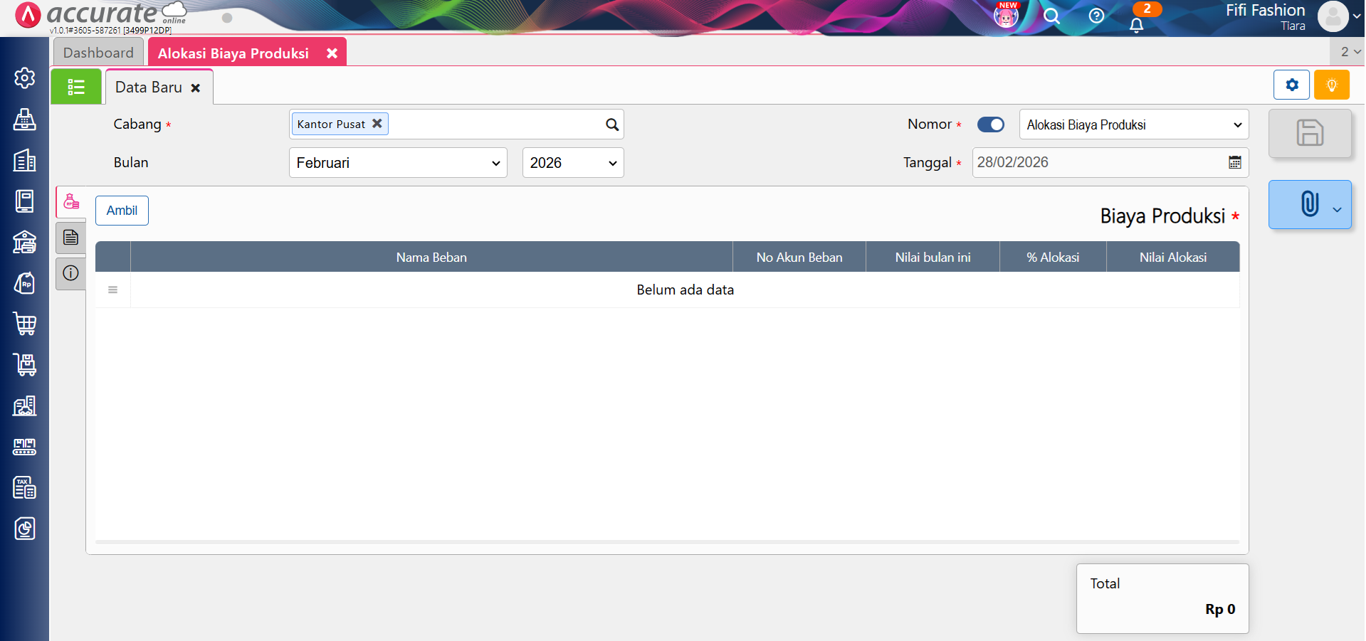 catat alokasi biaya produksi