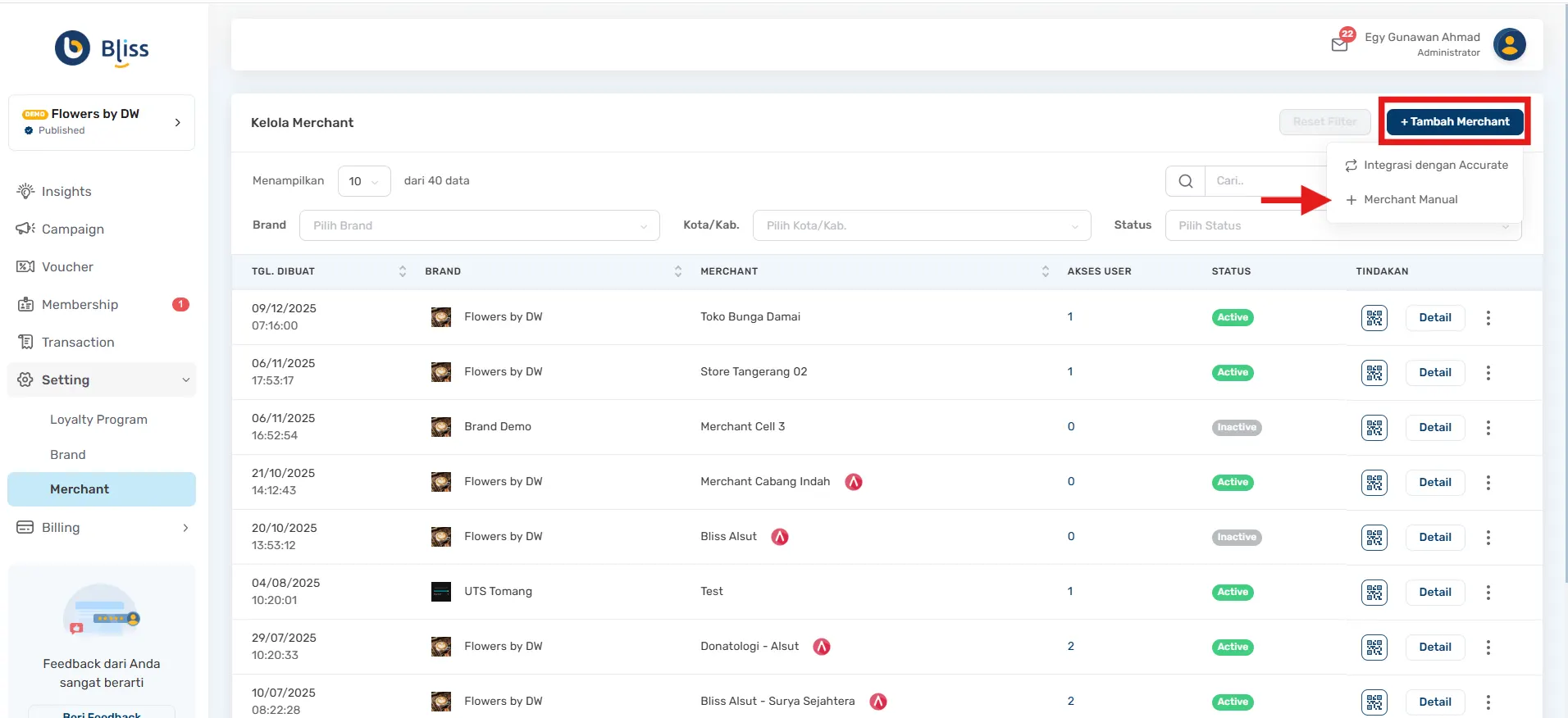Cara membuat merchant baru