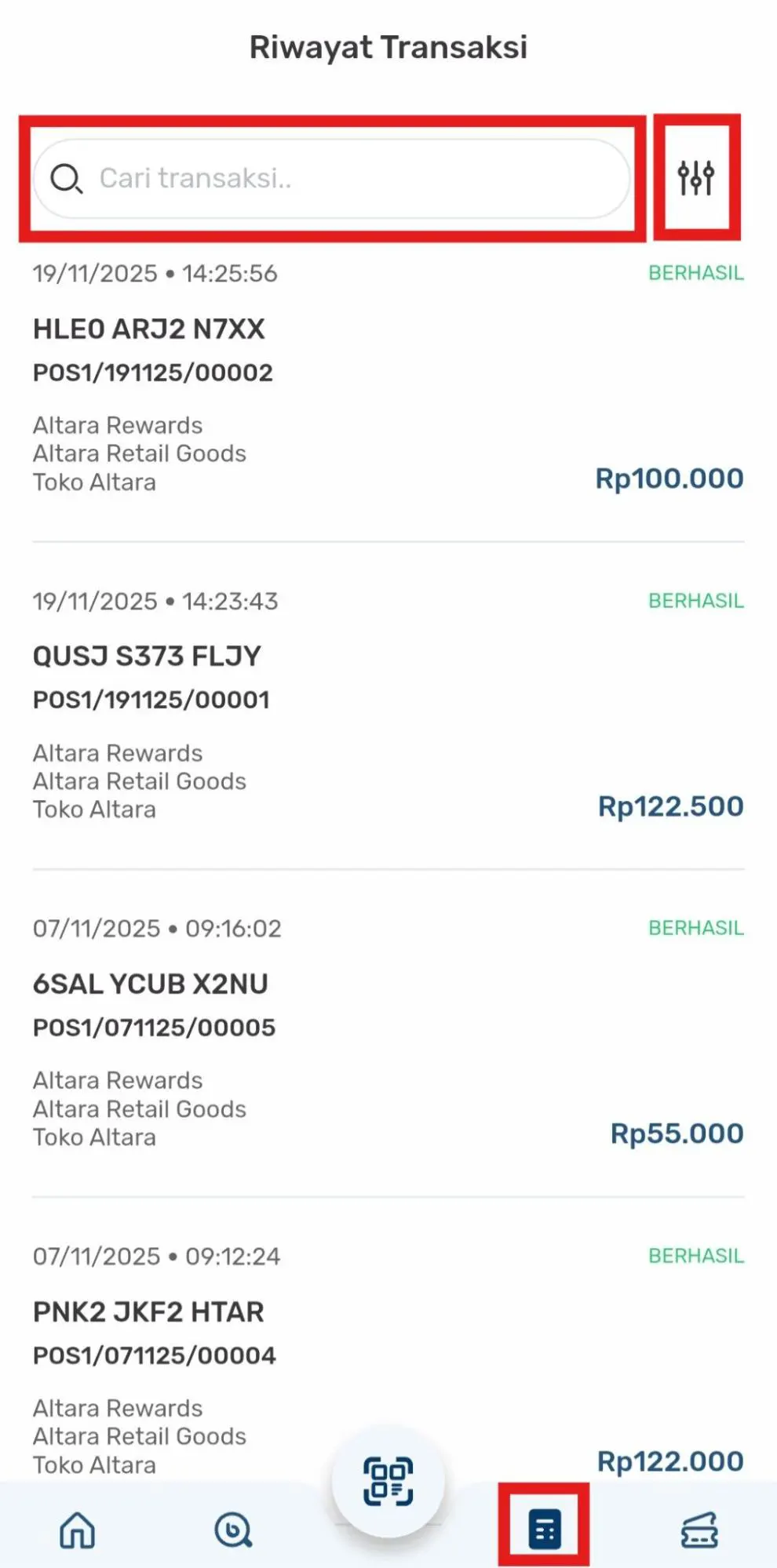 melihat riwayat transaksi Bliss Customer