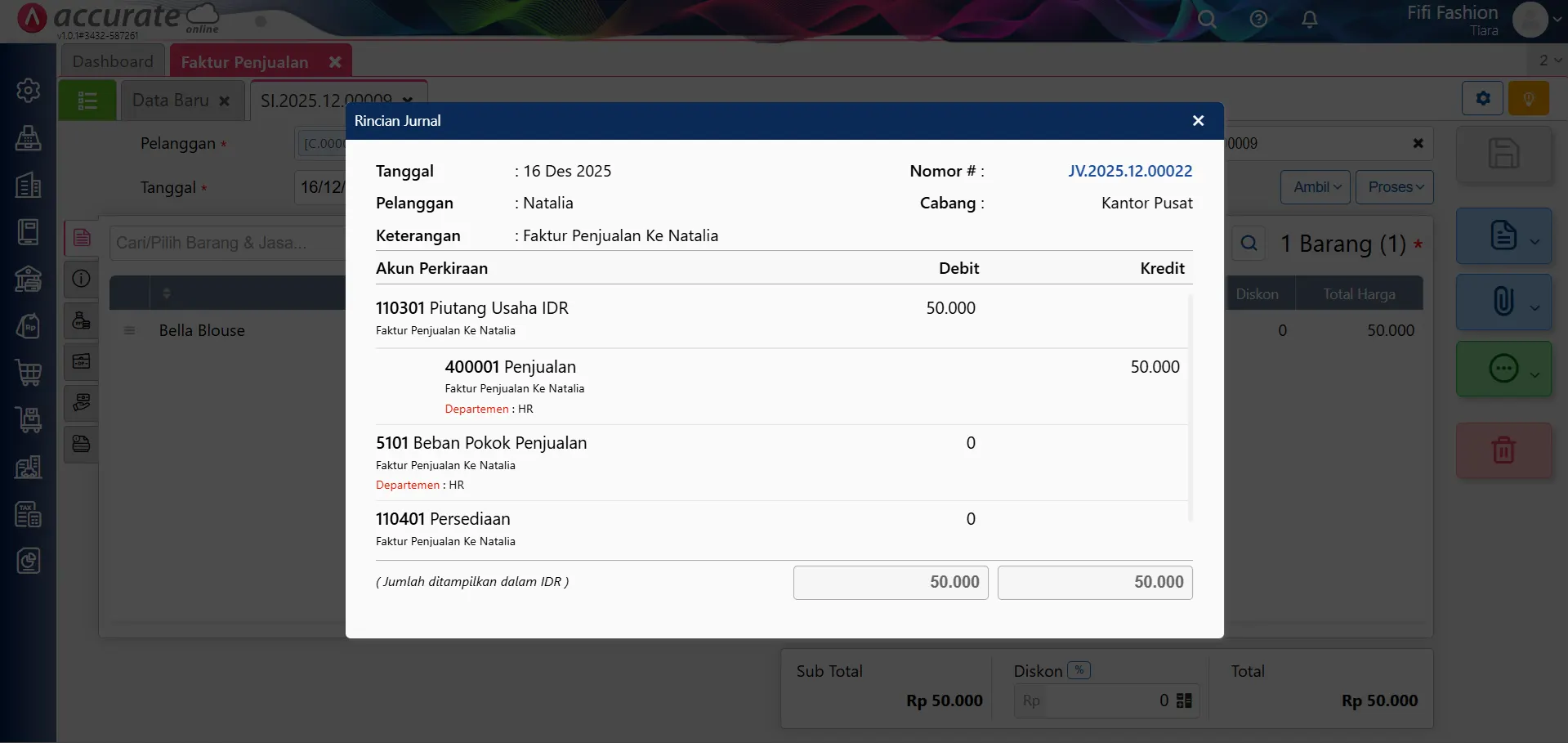 mengatasi HPP Nol pada jurnal faktur penjualan