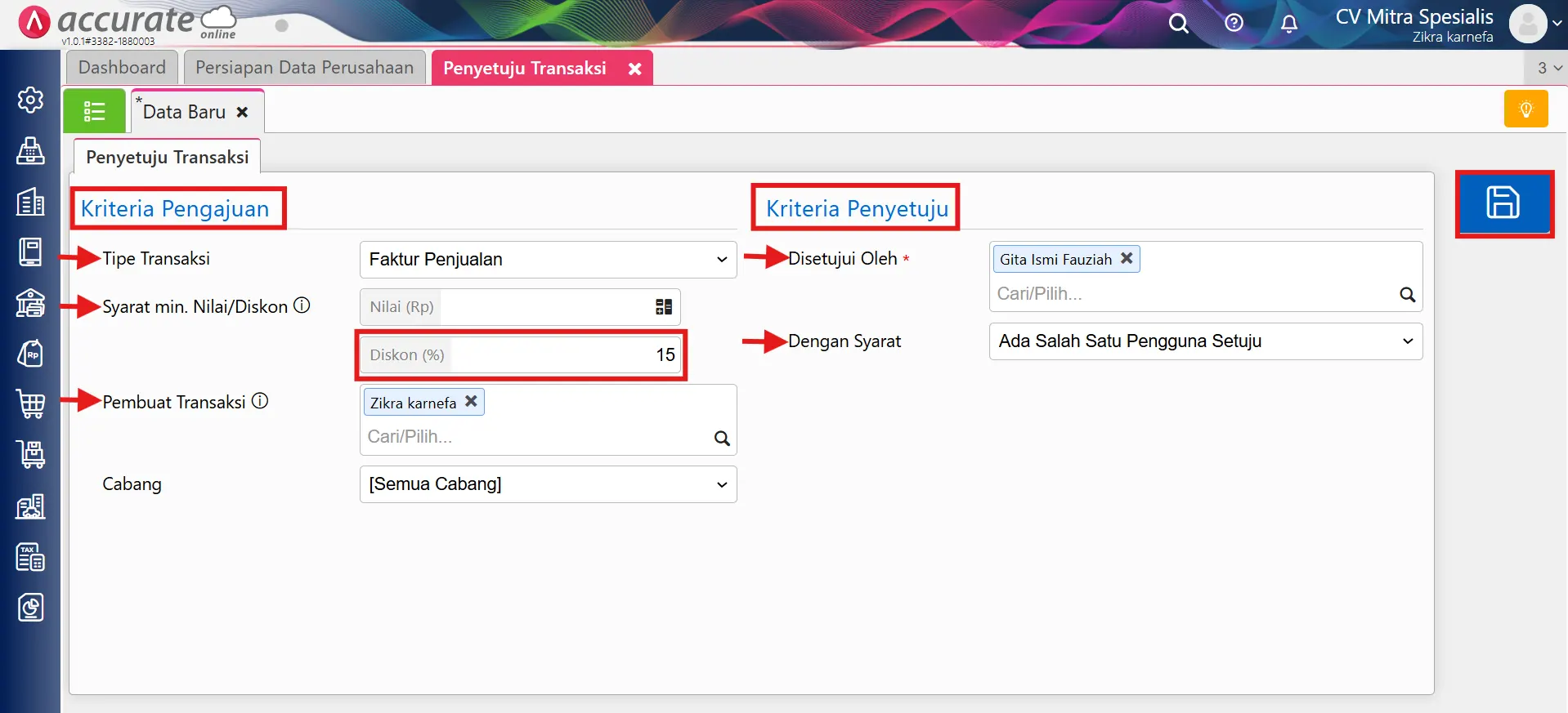 membuat persetujuan diskon penjualan