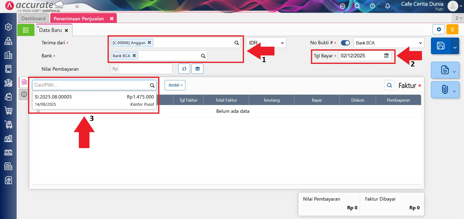 mencatat overpay penerimaan penjualan