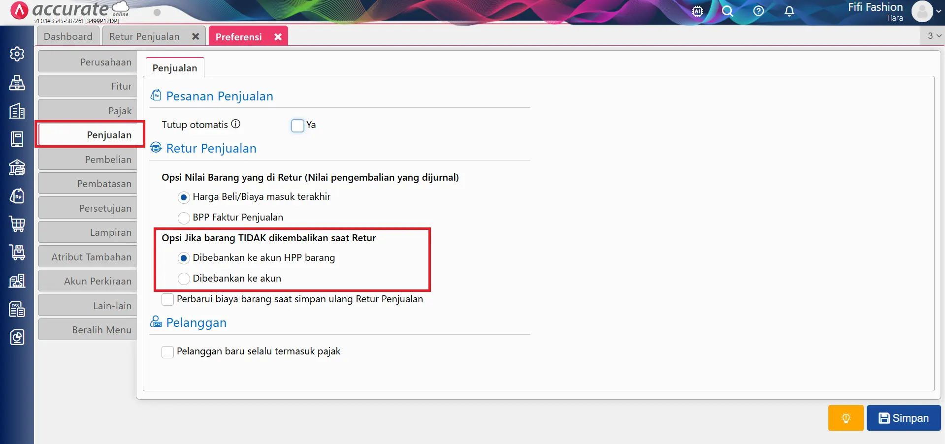 Cara retur penjualan tanpa barang kembali