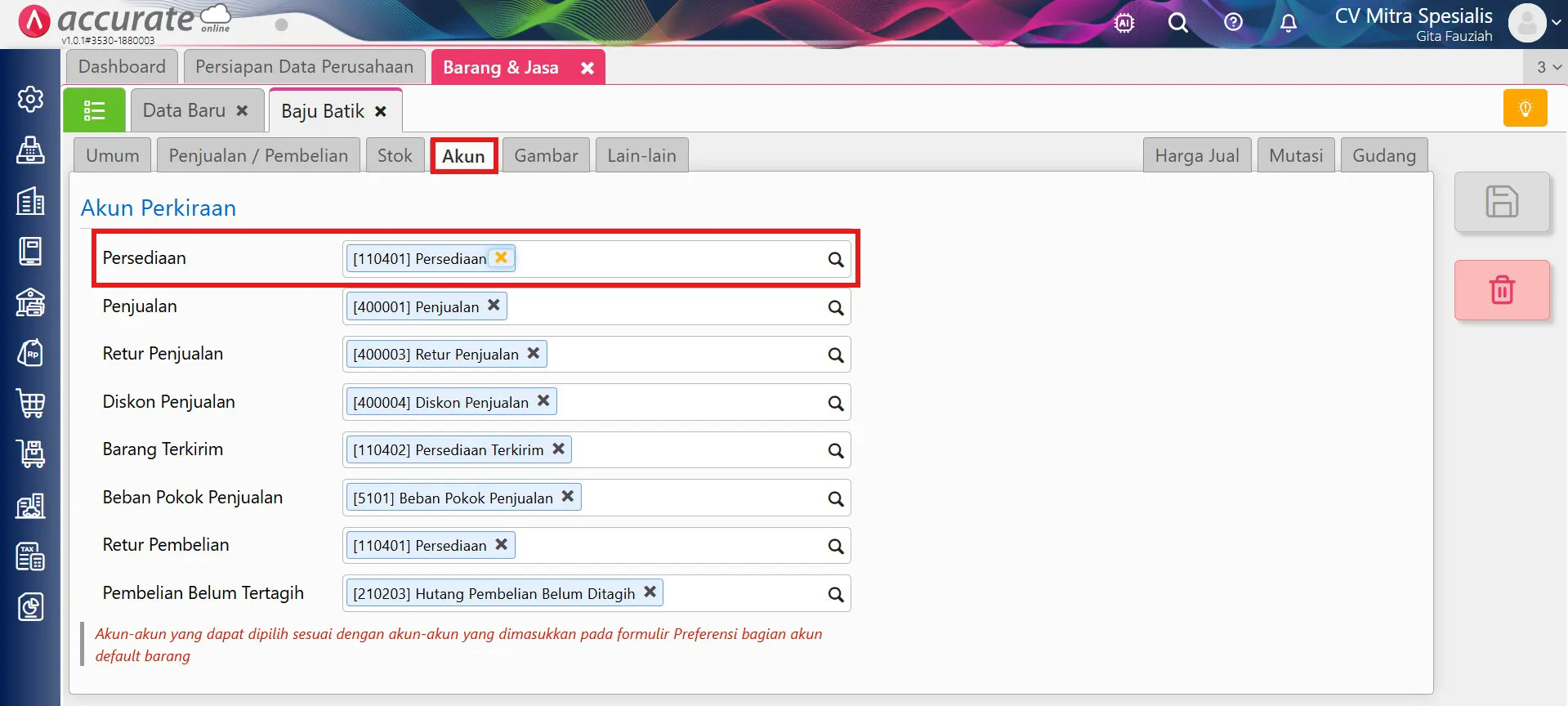 mengatasi error akun persediaan klaim