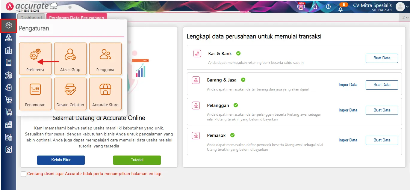 error biaya penerimaan barang