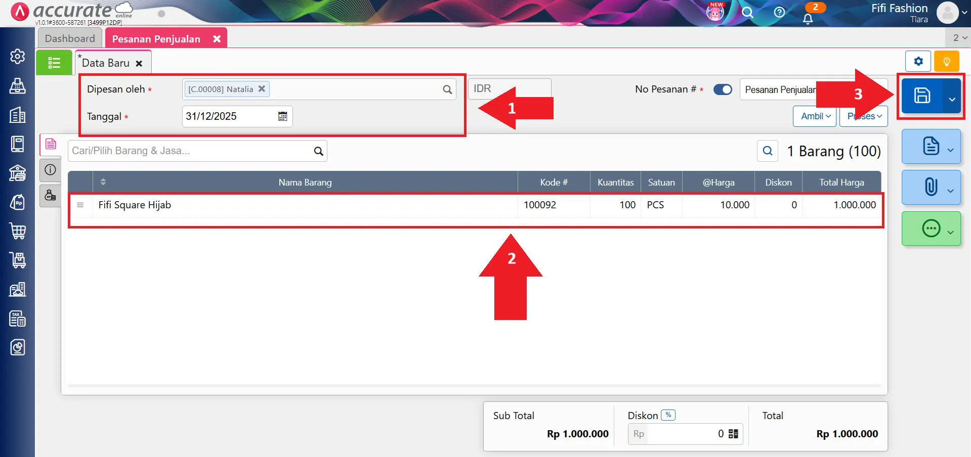 input saldo awal barang terkirim