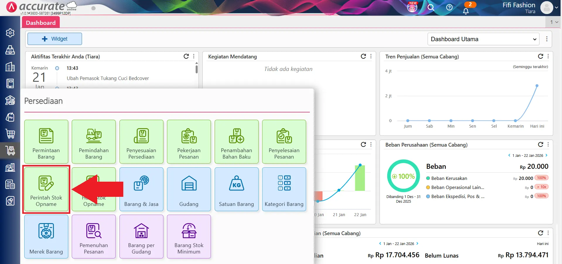solusi perintah stok opname tidak tampil