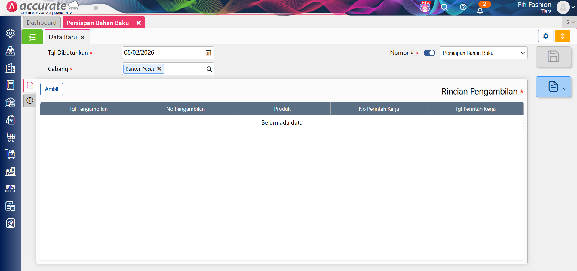 mencatat persiapan bahan baku
