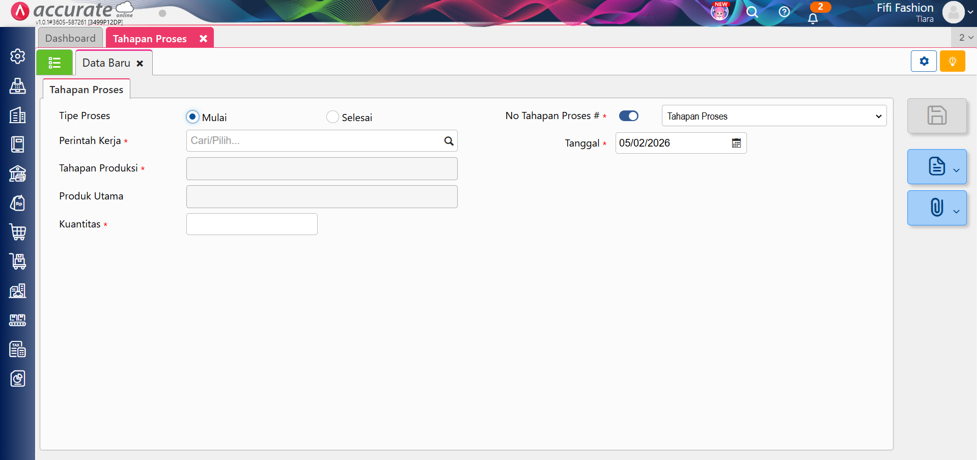 fitur tahapan proses Produksi