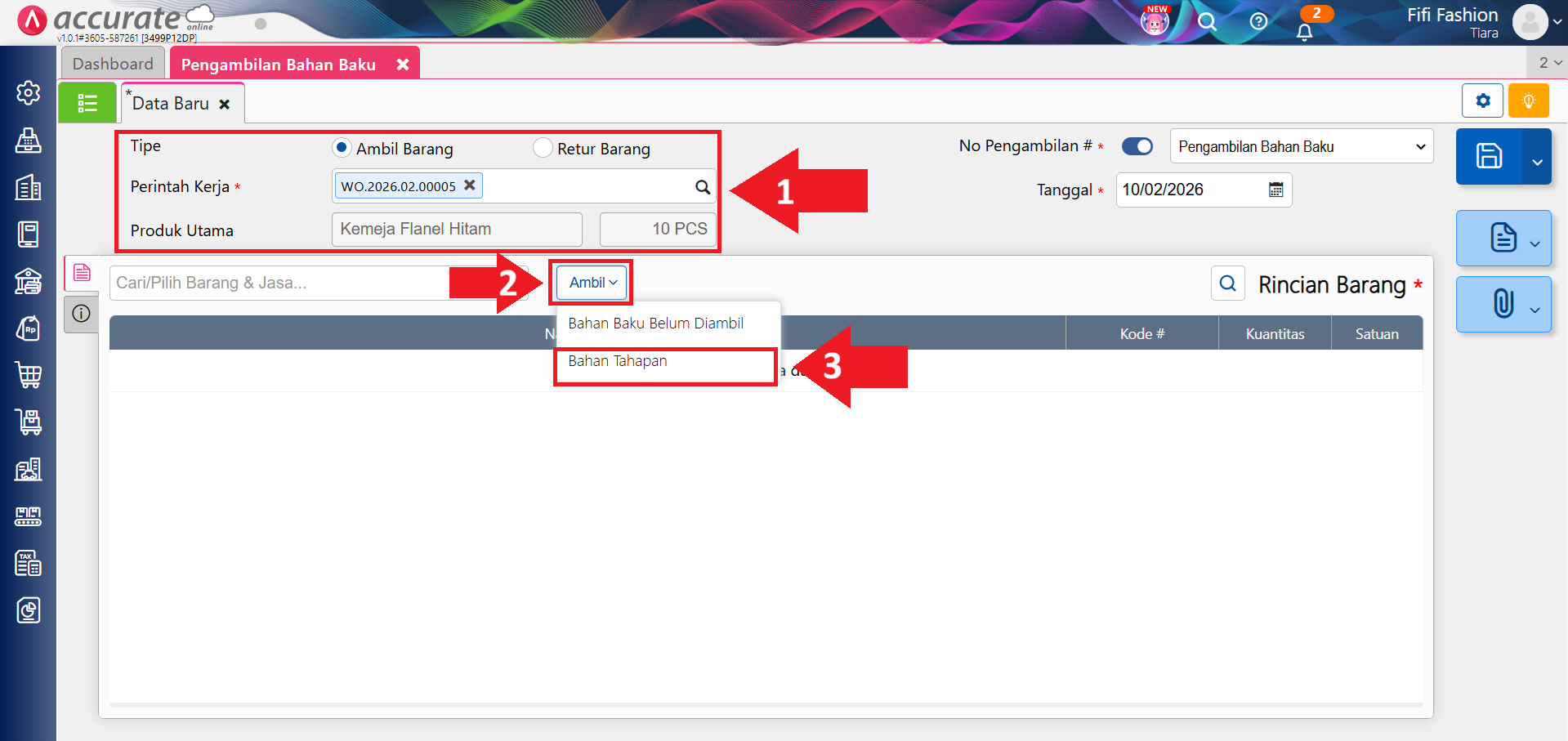 pengambilan bahan baku tahapan produksi