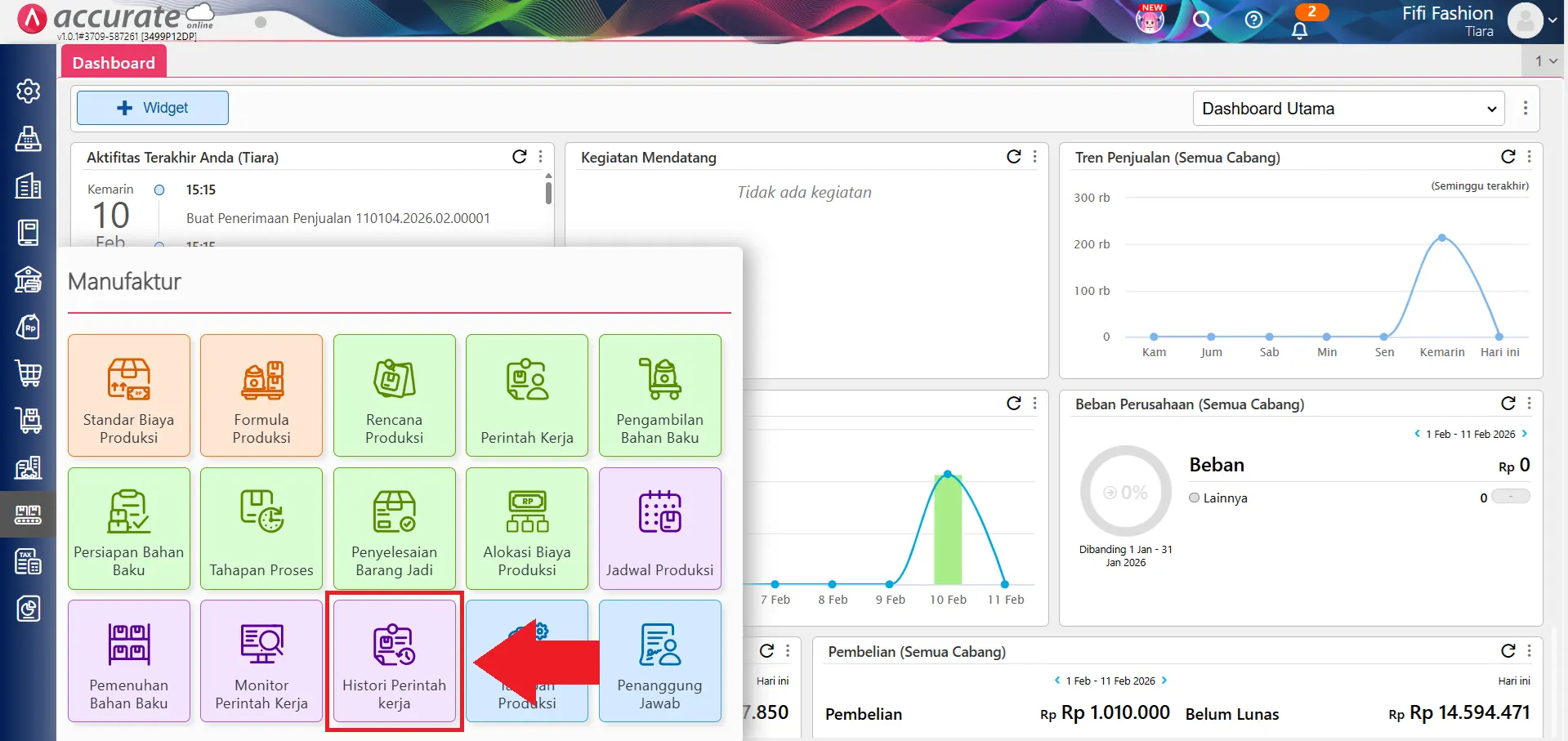 histori perintah kerja