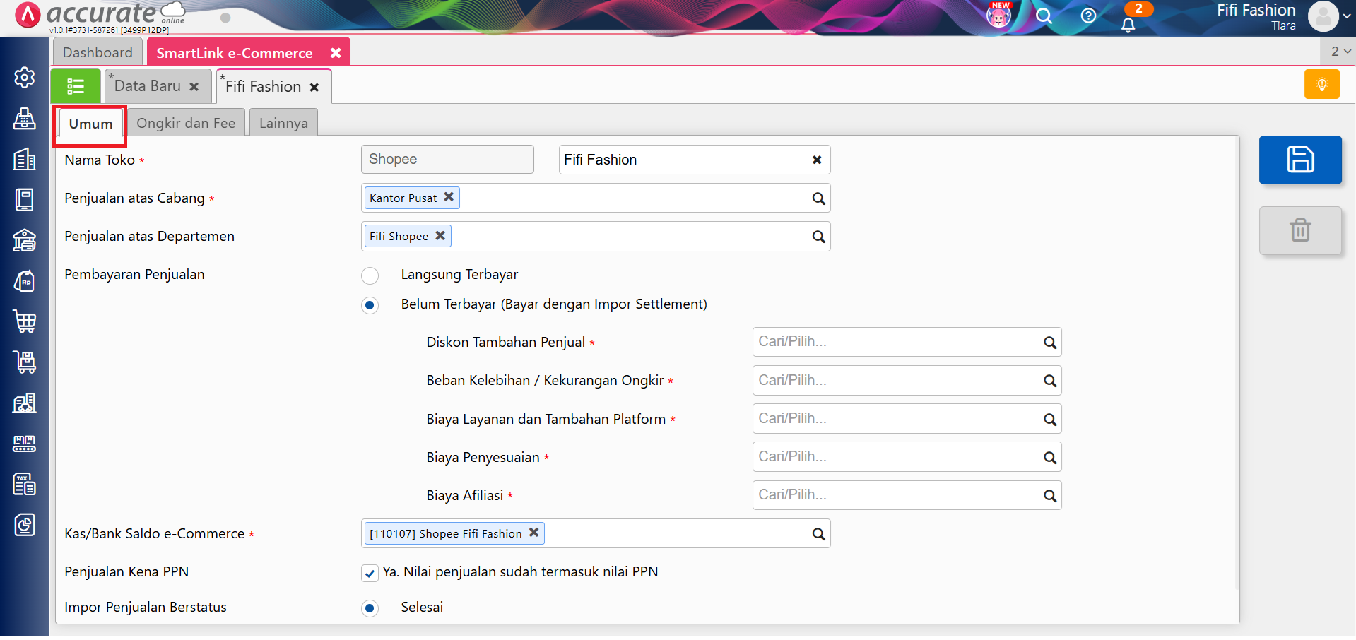 setting smartLink Shopee