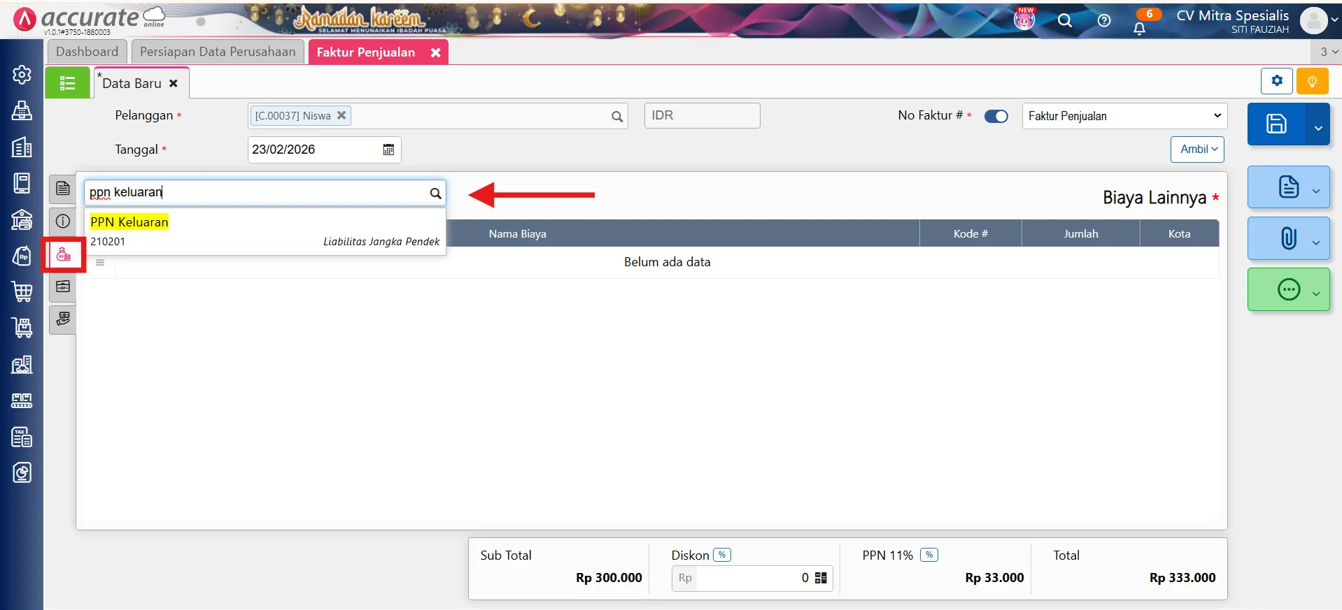 mengakui PPN keluaran