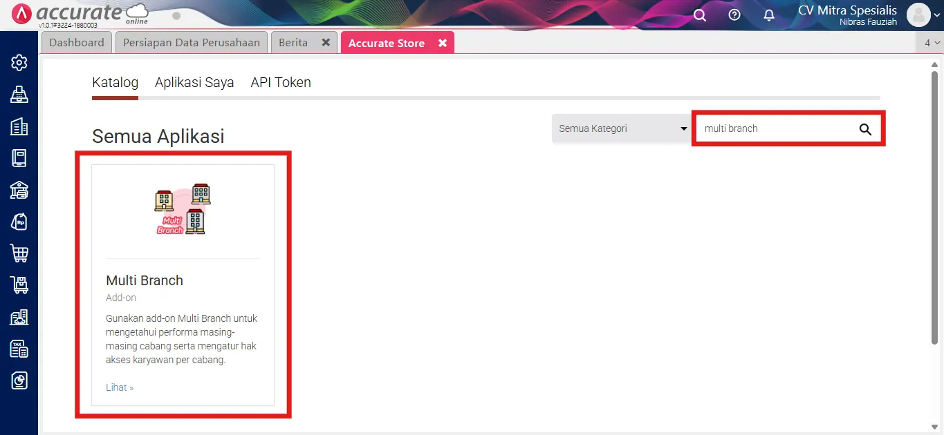 Mengenal fitur cabang Accurate Online