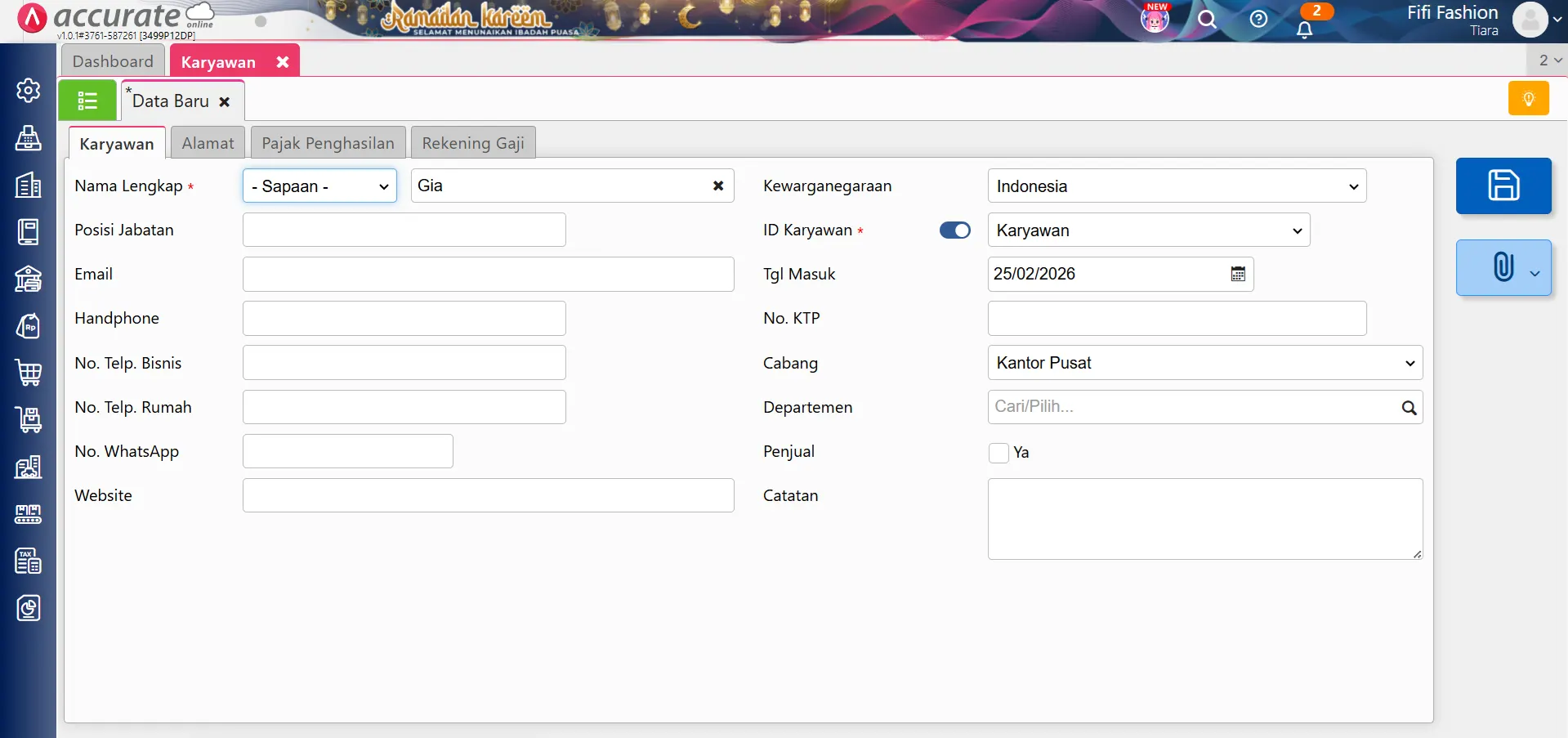 mengimpor daftar karyawan excel/CSV