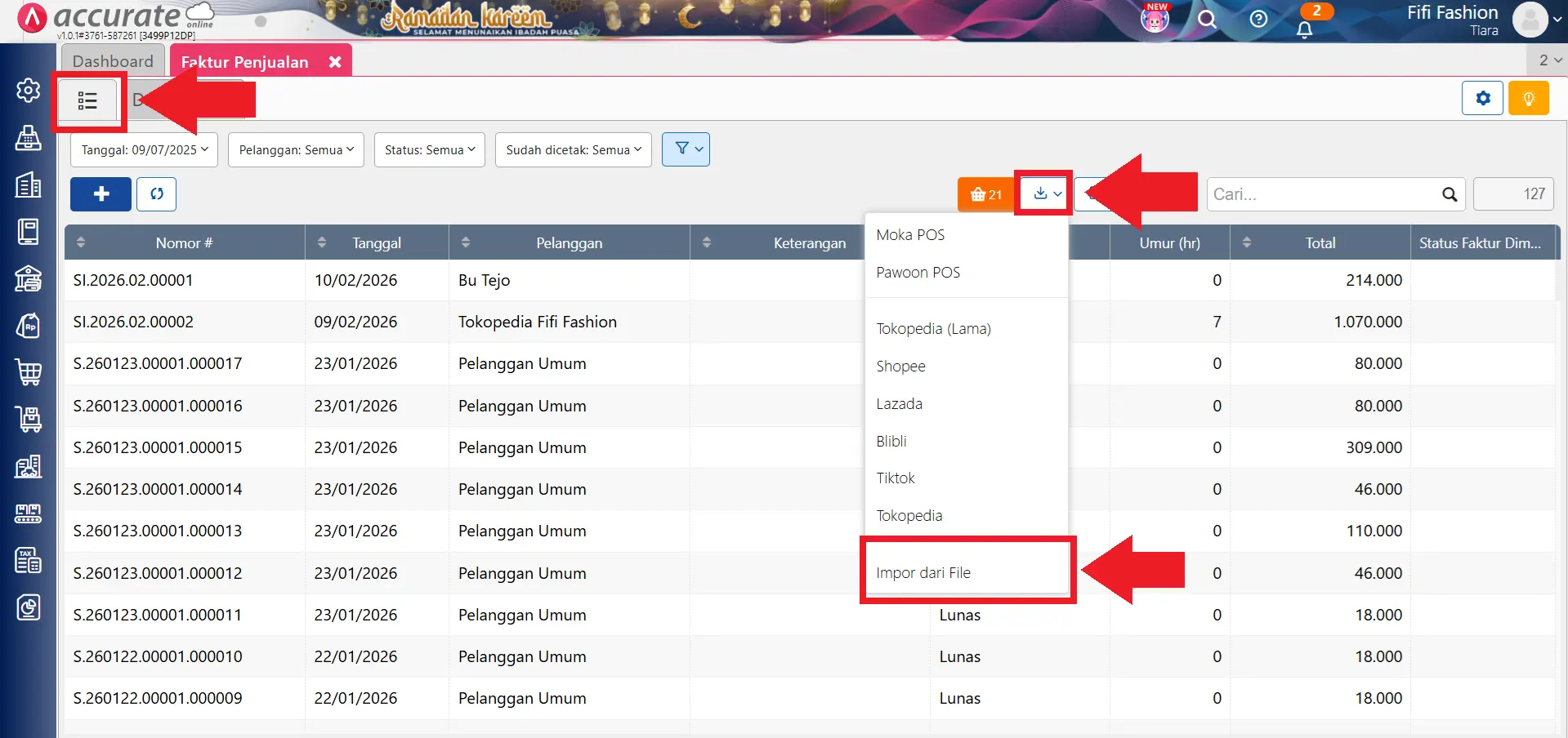 impor faktur dari pesanan penjualan