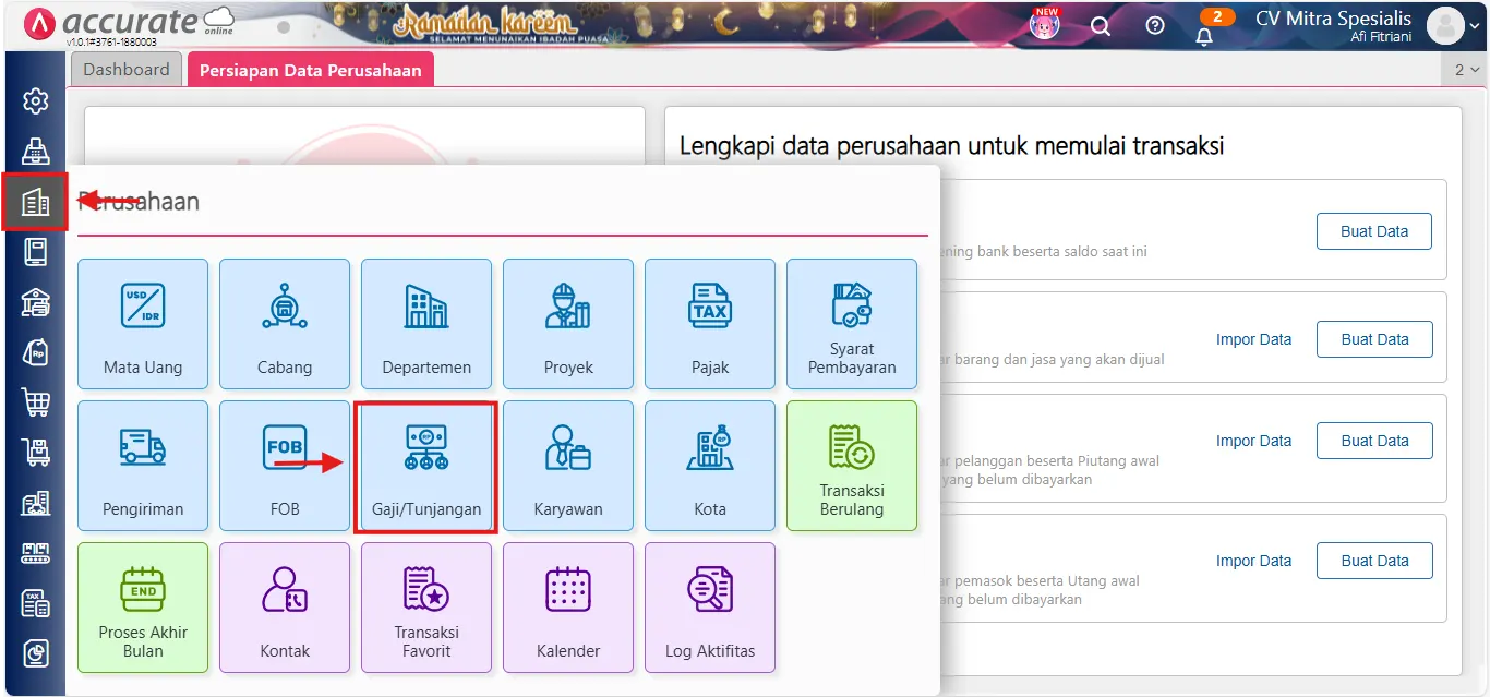 error akun beban gaji harus diisi