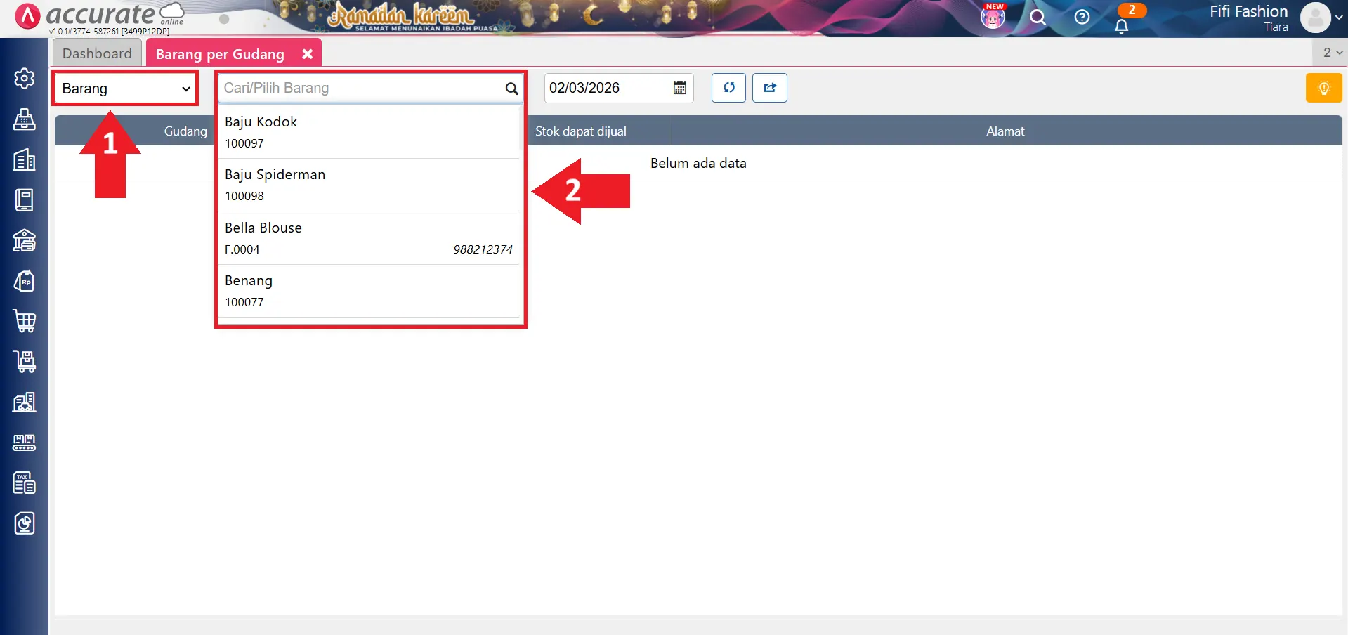 barang per gudang dan cara melihatnya