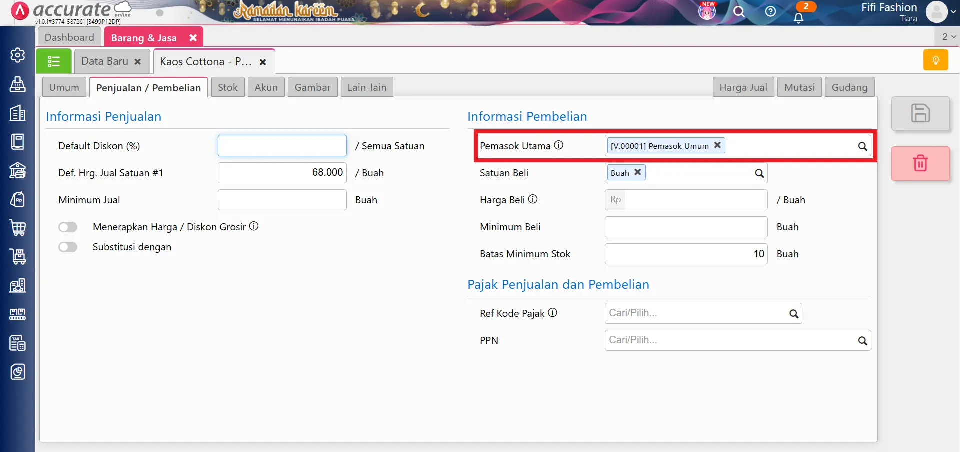 pesanan pembelian stok minimum