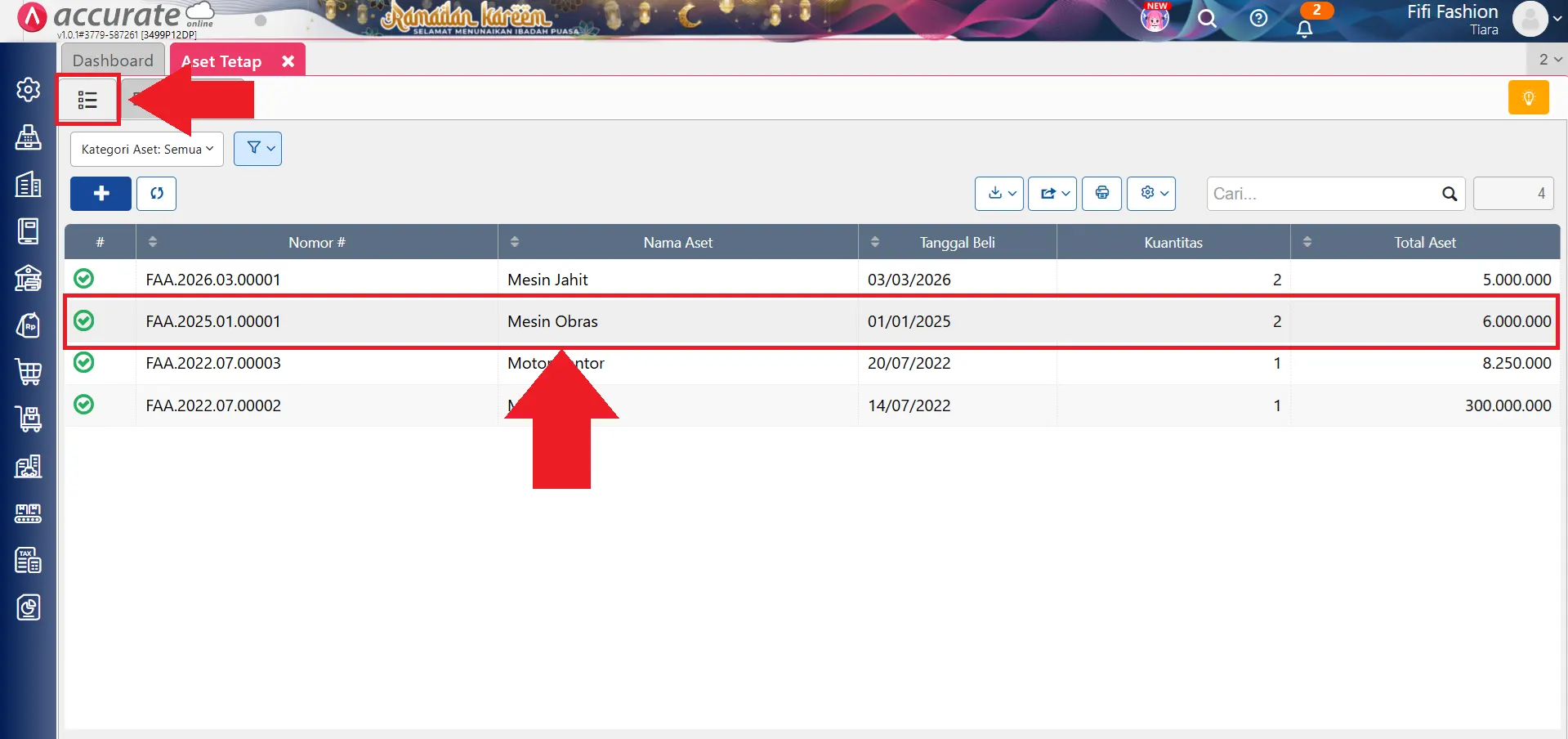 Cara menghapus aset tetap