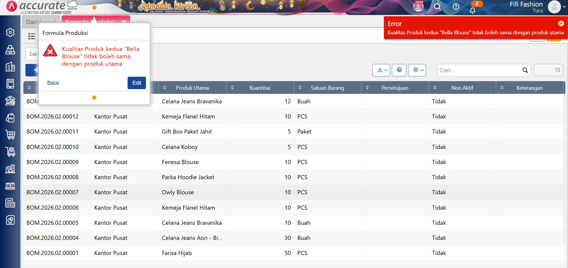 mengatasi error kualitas produk kedua