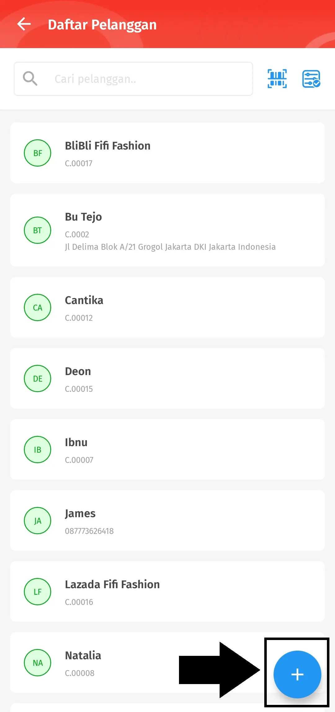 menambahkan data pelanggan baru