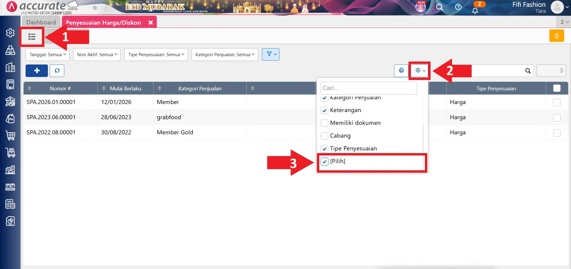 hapus penyesuaian harga diskon secara massal