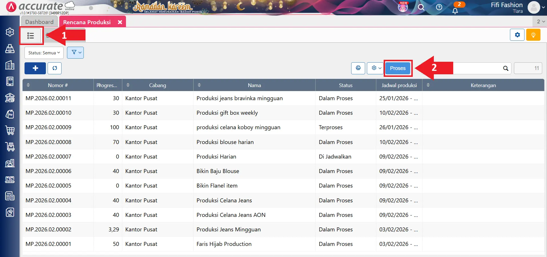perintah kerja dari rencana produksi