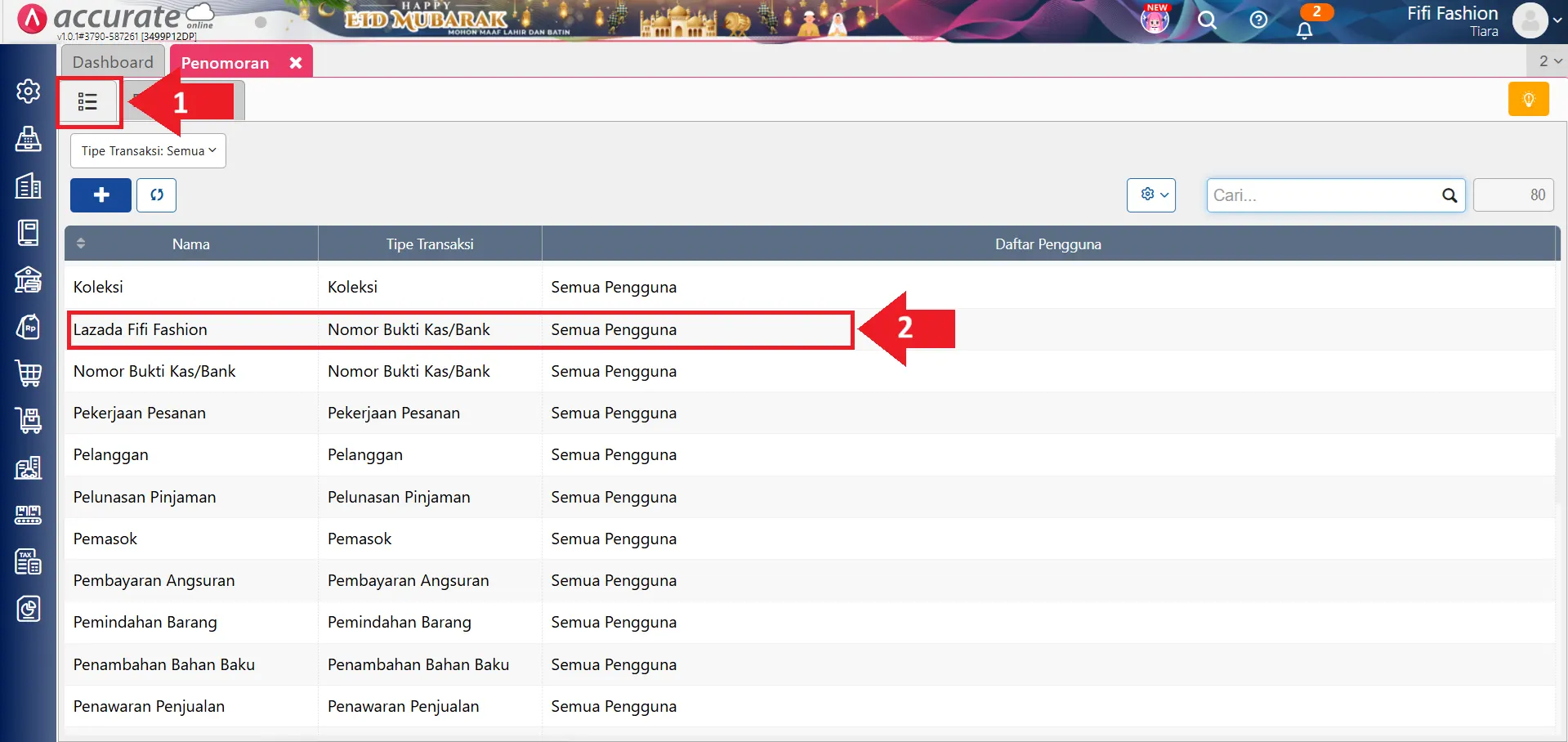 error penomoran akun perkiraan